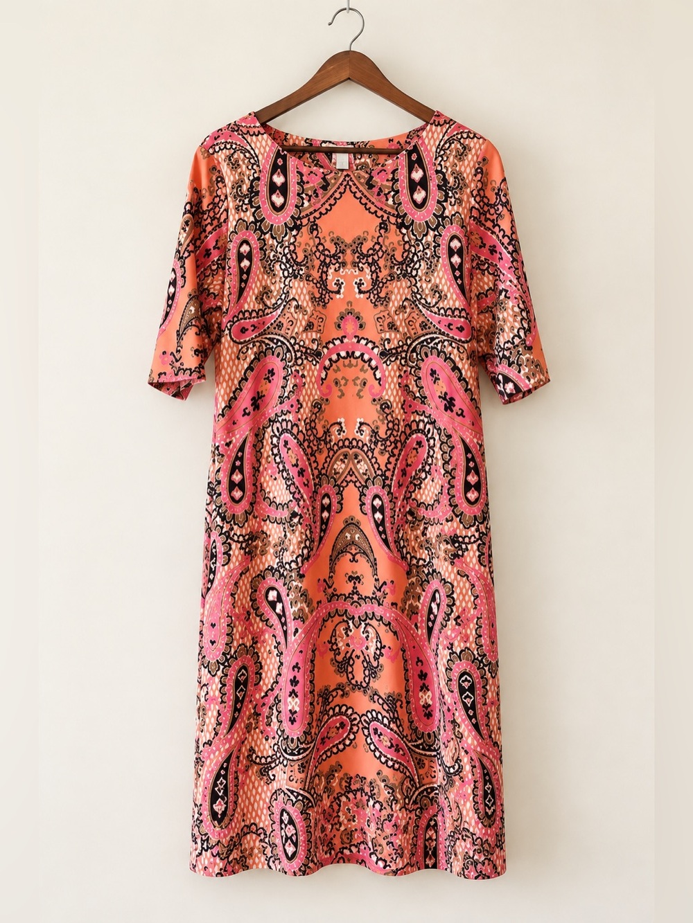 Charter Club Pink Brown Scarf Print Sheath Dress Size Large EUC #784